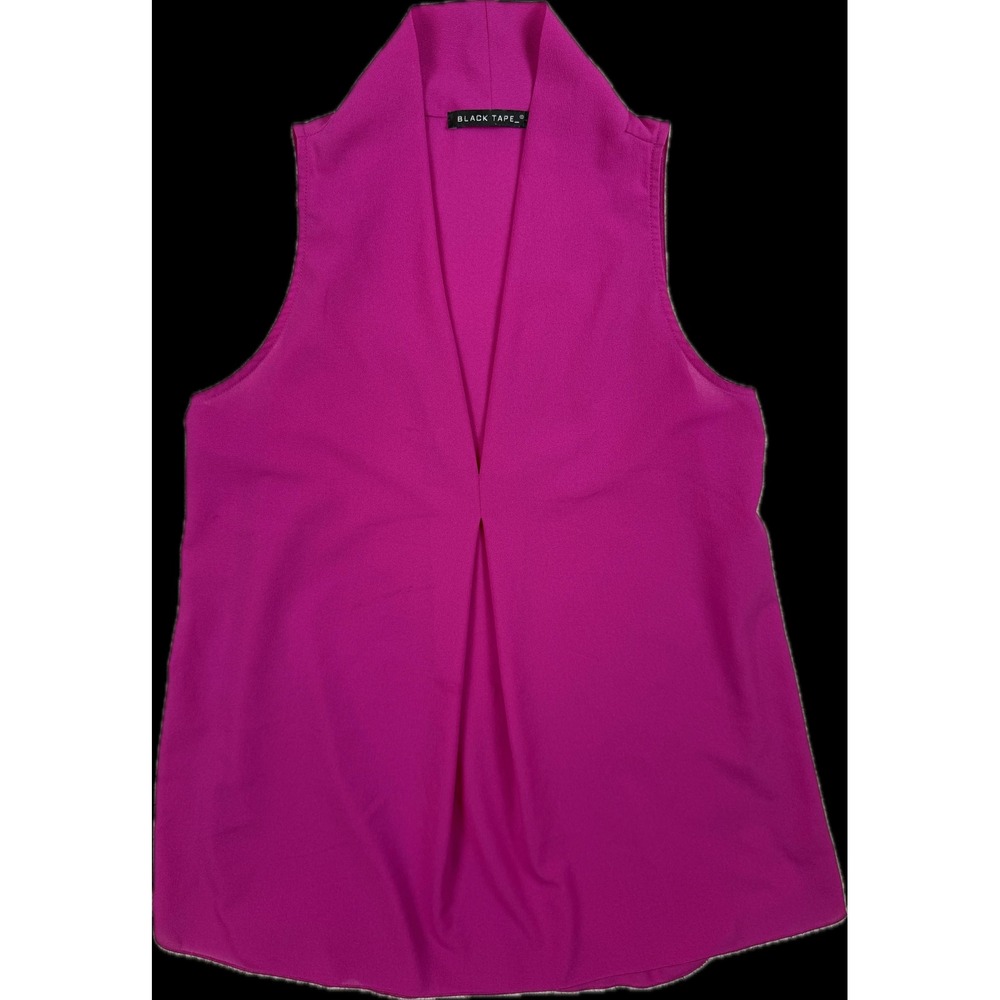 BLACK TAPE Women's Blouse Size Medium Pink/Magenta V-Neck Sleevless #1532